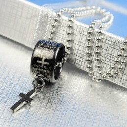 Divat Ajándék Gyűrű És Kereszt Fekete Titán Nyaklánc Medál