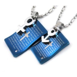 Divat Kék Biblia Édes Páros Nyaklánc Medál