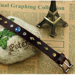 Tartós, Használatban Lévő Retró Titán Bőr Karkötő Strasszokkal