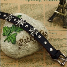 Minőségi Királynő Kereszt Titán Bőr Karkötő