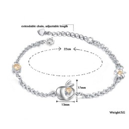 Teljes Specifikációjú Női Alma Alakú Platina Bevonatú Titán Karkötő Gyémánttal