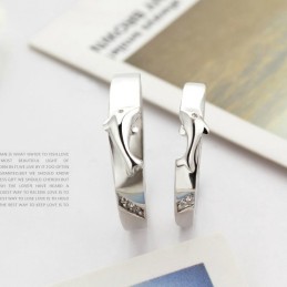 Teljes Specifikációjú Delfin Platina Bevonatú Titán Gyűrű Szerelmeseknek