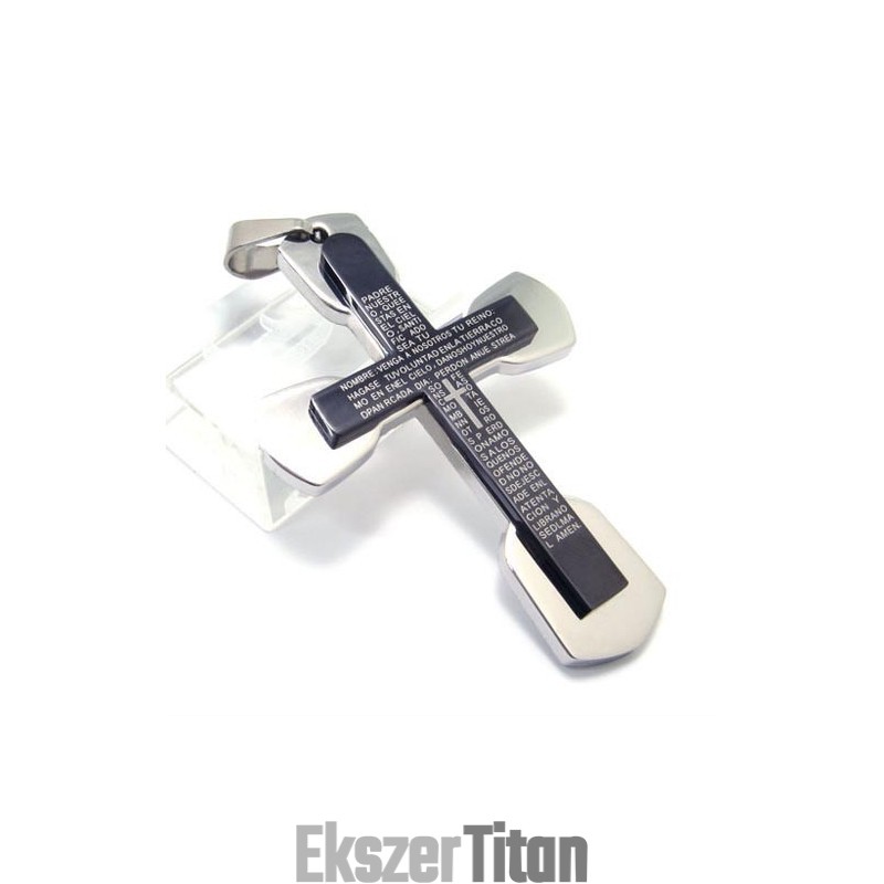 Divatos Férfi Fekete Titán Bibliai Kereszt Medál - Ingyenes Lánc
