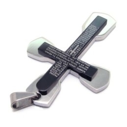 Divatos Férfi Fekete Titán Bibliai Kereszt Medál - Ingyenes Lánc