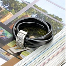 Világszerte Híres Fekete Volfrám Kerámia Gyűrű Strasszokkal