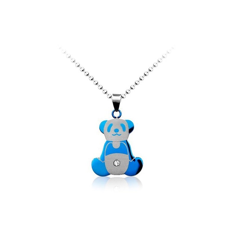 Aranyos Férfi Kék Panda Titán Medál - Ingyenes Lánc Aranyos Férfi Kék Panda Titán Medál - Ingyenes Lánc