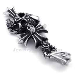 Titán Koponya Kereszt Medál Nyaklánc (Ingyenes Lánc)