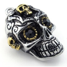 Fekete Szemű Titán Koponya Medál Nyaklánc (Ingyenes Lánc)