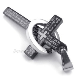 Titánium Fekete Kereszt Medál Nyaklánc Szentíráshoz (Ingyenes Lánc)