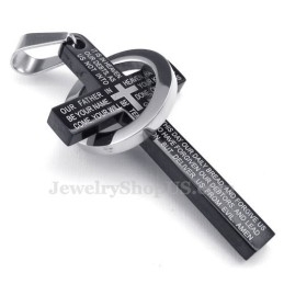 Titánium Fekete Kereszt Medál Nyaklánc Szentíráshoz (Ingyenes Lánc)