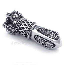 Fekete Cirkon Titán Császári Korona Medál Nyaklánc (Ingyenes Lánc)