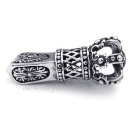 Fekete Cirkon Titán Császári Korona Medál Nyaklánc (Ingyenes Lánc)