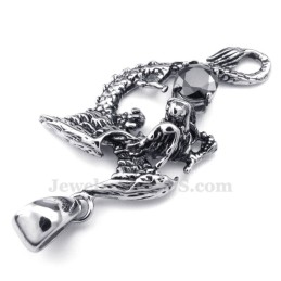 Fekete Cirkon Titán Pteroszaurusz Medál Nyaklánc (Ingyenes Lánc)