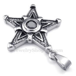 Fekete Cirkon Titán Lucky Star Medál Nyaklánc (Ingyenes Lánc)