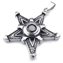 Fekete Cirkon Titán Lucky Star Medál Nyaklánc (Ingyenes Lánc)