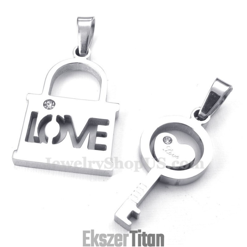 Titán Ezüst Kulcstartó Páros Medál Nyaklánc (Ingyenes Lánc) (Egy Pár)