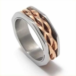 7 Mm-Es Unisex Hullámos Titán És Arany Gyűrű