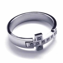 8 Mm-Es Kereszt Alakú Gyémánt Unisex Titán Gyűrű