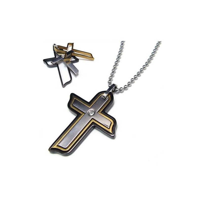 Három Részből Álló Gyémánt Kereszt Titán Medál