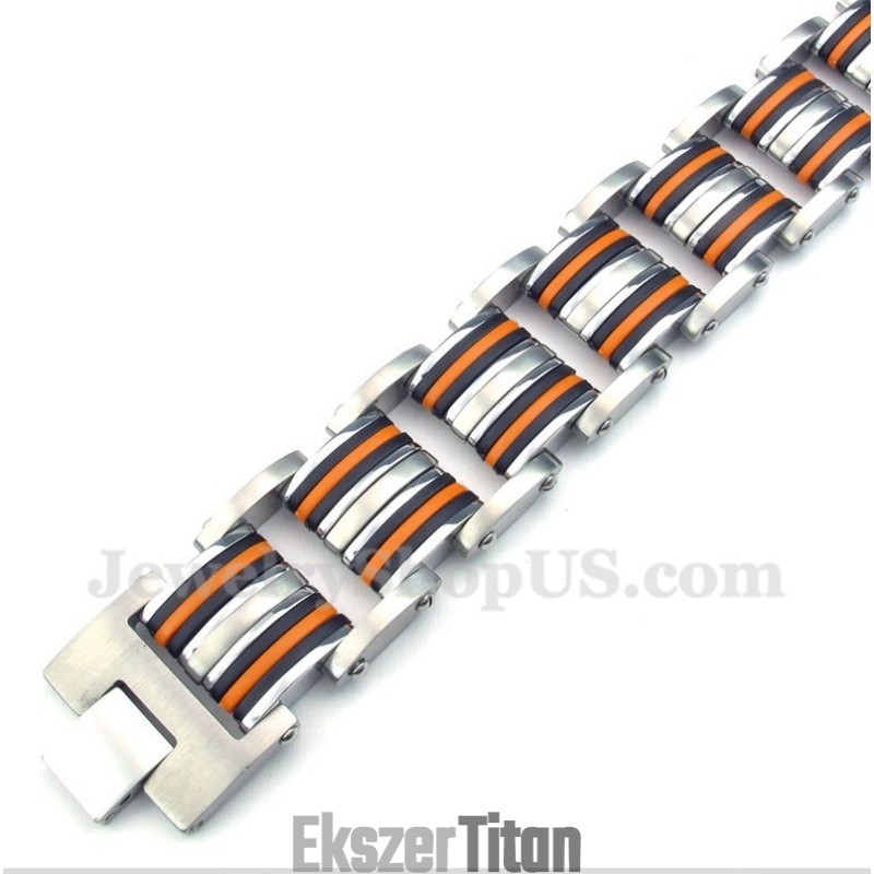 Férfi Titán Narancssárga Fekete Gumi Karkötő