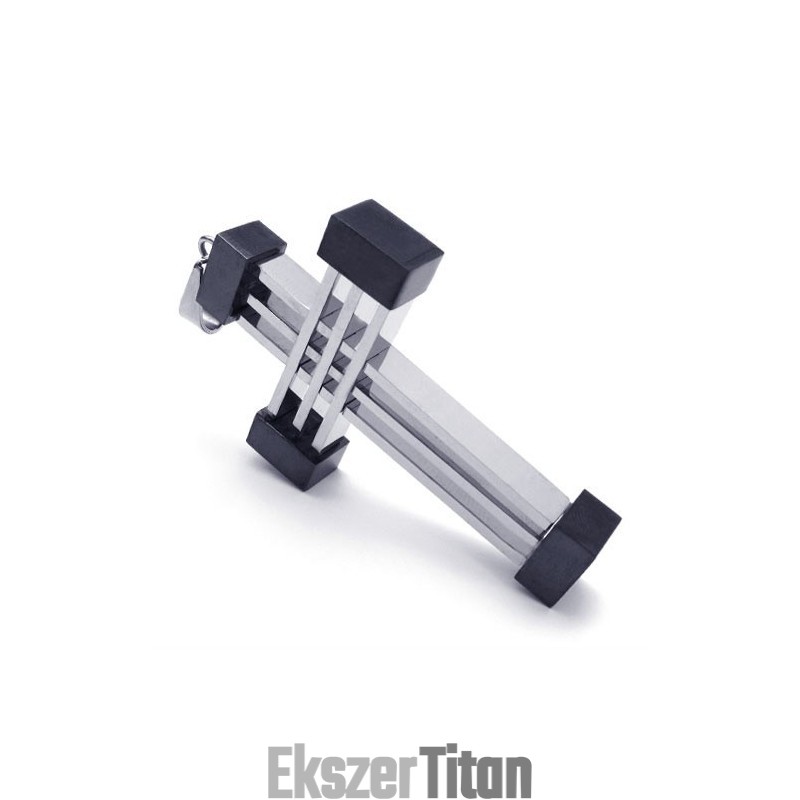 Új Stílusú Szövésű Kereszt Titán Medál (Fekete)