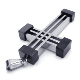 Új Stílusú Szövésű Kereszt Titán Medál (Fekete)