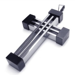 Új Stílusú Szövésű Kereszt Titán Medál (Fekete)