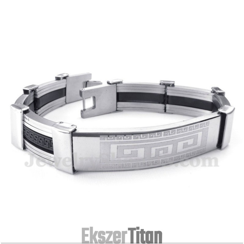 Férfi Titán Gumi Görög Meander Mintás Karkötő