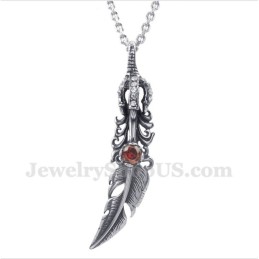 Férfi Titán Piros Kristályos Toll Medál Szabad Lánccal