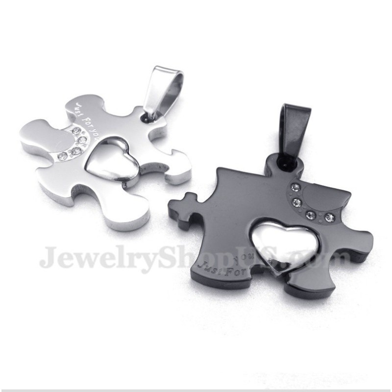 Titán Fekete Puzzle Páros Medál Szabad Lánccal (Egy Pár) Titán Fekete Puzzle Páros Medál Szabad Lánccal (Egy Pár)
