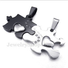 Titán Fekete Puzzle Páros Medál Szabad Lánccal (Egy Pár)