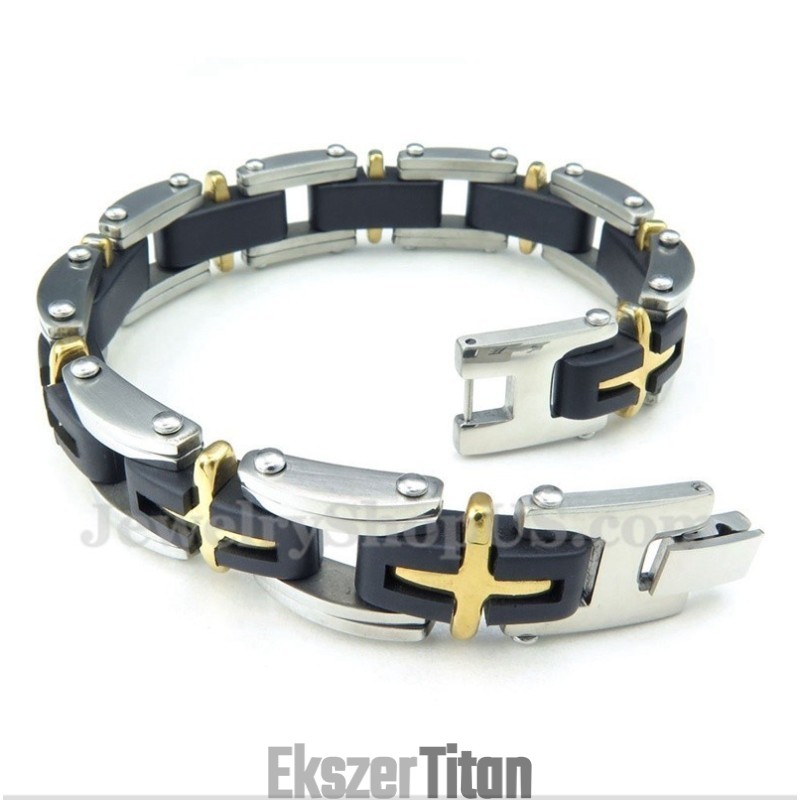 Férfi Titán Arany Kereszt Karkötő