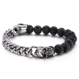 Koponya Buddha Gyöngyök Vulkáni Kő Gyöngy Titán Karkötő