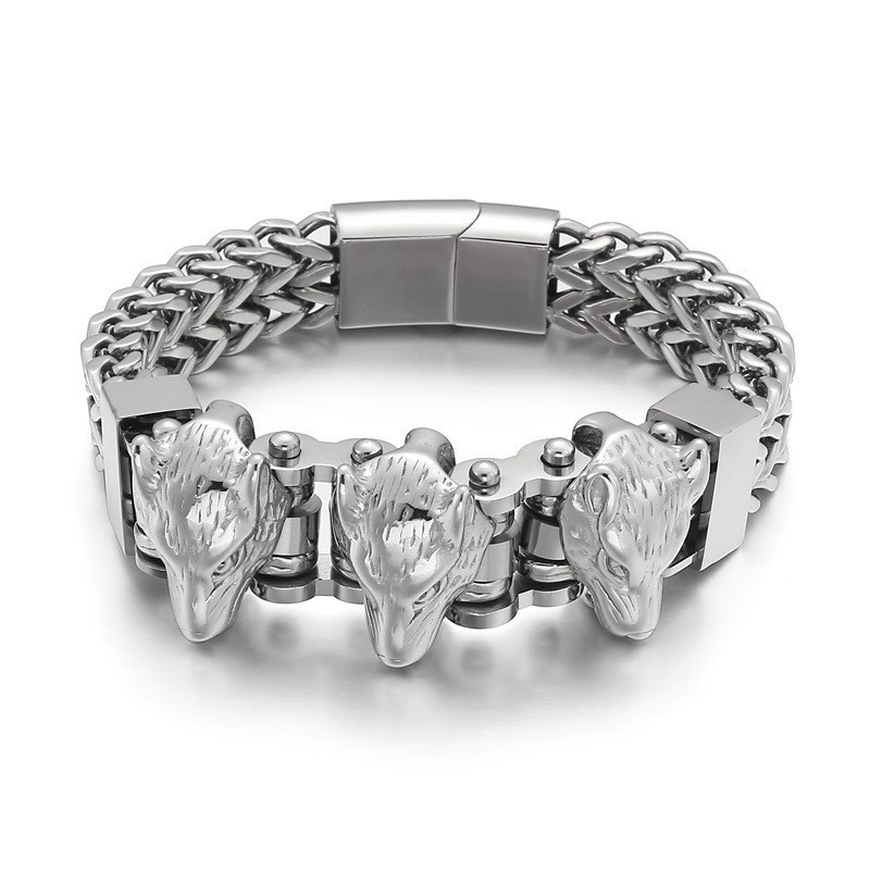 Farkasfejes Férfi Titán Karkötő