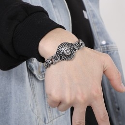 Új Casting Jewelry Retro Cool Chief Pattern Titán Férfi Karkötő