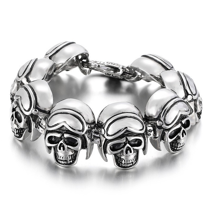 Vintage Cool Rock Skull Titán Karkötő Férfiaknak Vintage Cool Rock Skull Titán Karkötő Férfiaknak