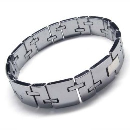 Új Stílusú Volfrám-Karbid 12 Mm Széles Vastag Férfi Karkötő