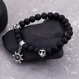 Vintage Anchor Sailor Rudder Titán Férfi Gyöngyös Karkötő