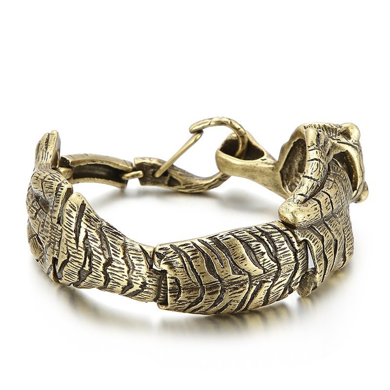 Vintage Menő Antik Arany Tigris Titán Karkötő Férfiaknak Vintage Menő Antik Arany Tigris Titán Karkötő Férfiaknak