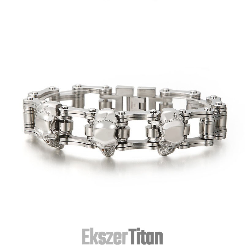 Cool Skull Kerékpáros Férfi Titán Karkötő