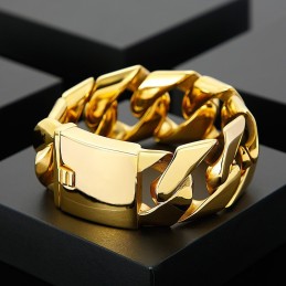 Divatos Arany 31 Mm Széles Menő Titán Hiphop Karkötő