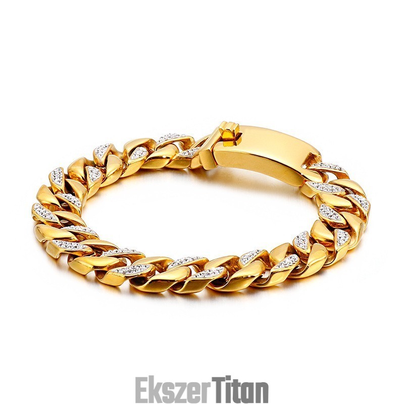 Hip Hop Hip Hop Stílusú Ékszer 19 Karátos Arany Férfi Titán Karkötő Gyémántokkal