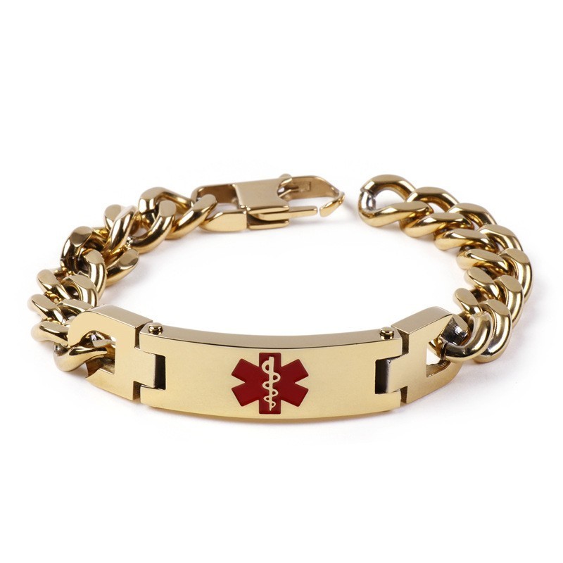 Kiadás Divatos Ívelt Márkájú Piros Orvosi Logós Férfi Karkötő Titán Ékszer