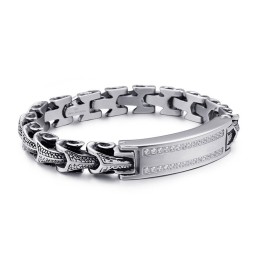 Férfi Titánium Vintage Keel Micro-Set Fehér Köves Karkötő