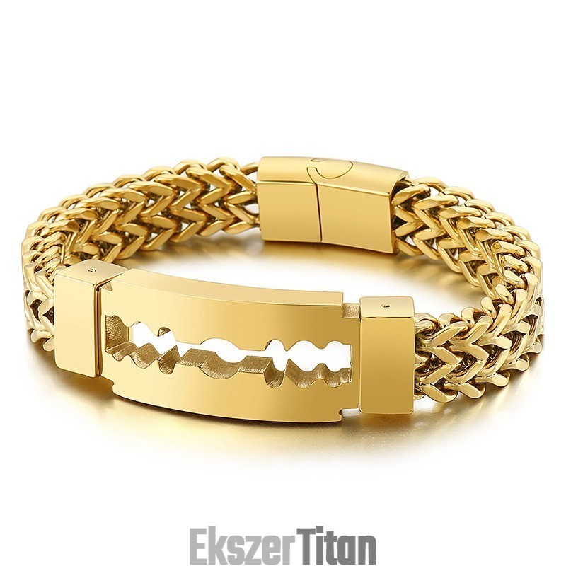 Blade Bend Vákuumbevonatú Titán Karkötő Férfiaknak