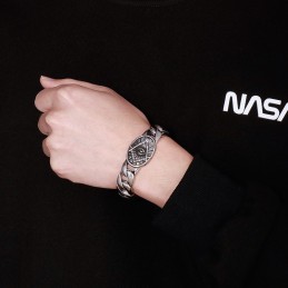 Vintage Sikkes Stílusú Kerek Lemezes Szabadkőműves Titán Karkötő Férfiaknak