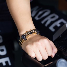 Rock Hip-Hop Galvanizált Kétszínű Koponya Titán Férfi Motoros Karkötő