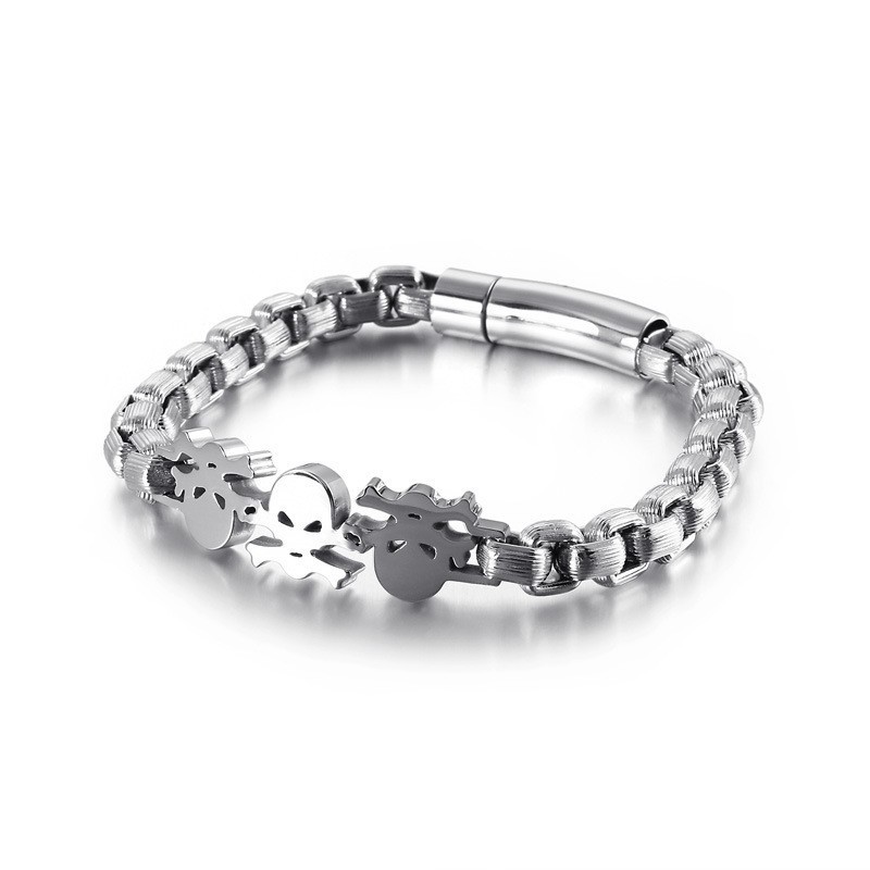 Divatos Utcai Stílusú Hip-Hop Koponyás Férfi Titán Karkötők