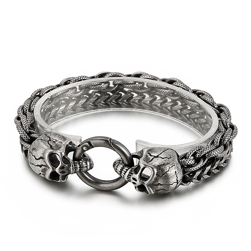 Cool Fashion Chic Skull Titanium Karkötő Férfiaknak