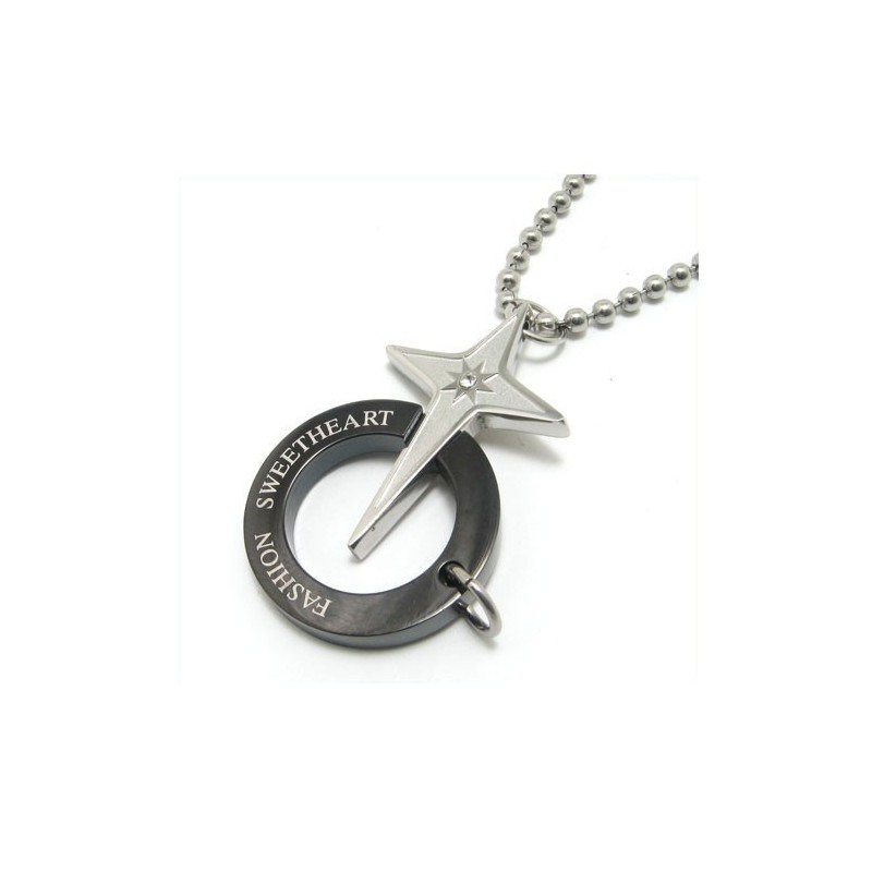 Fekete Gyűrű És Csillag Titán Nyaklánc Medál